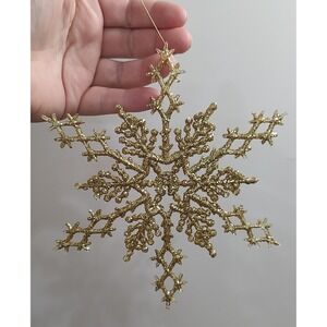Gold Glittwr Snowflake Christmas Ornament Lot Of 13 D3